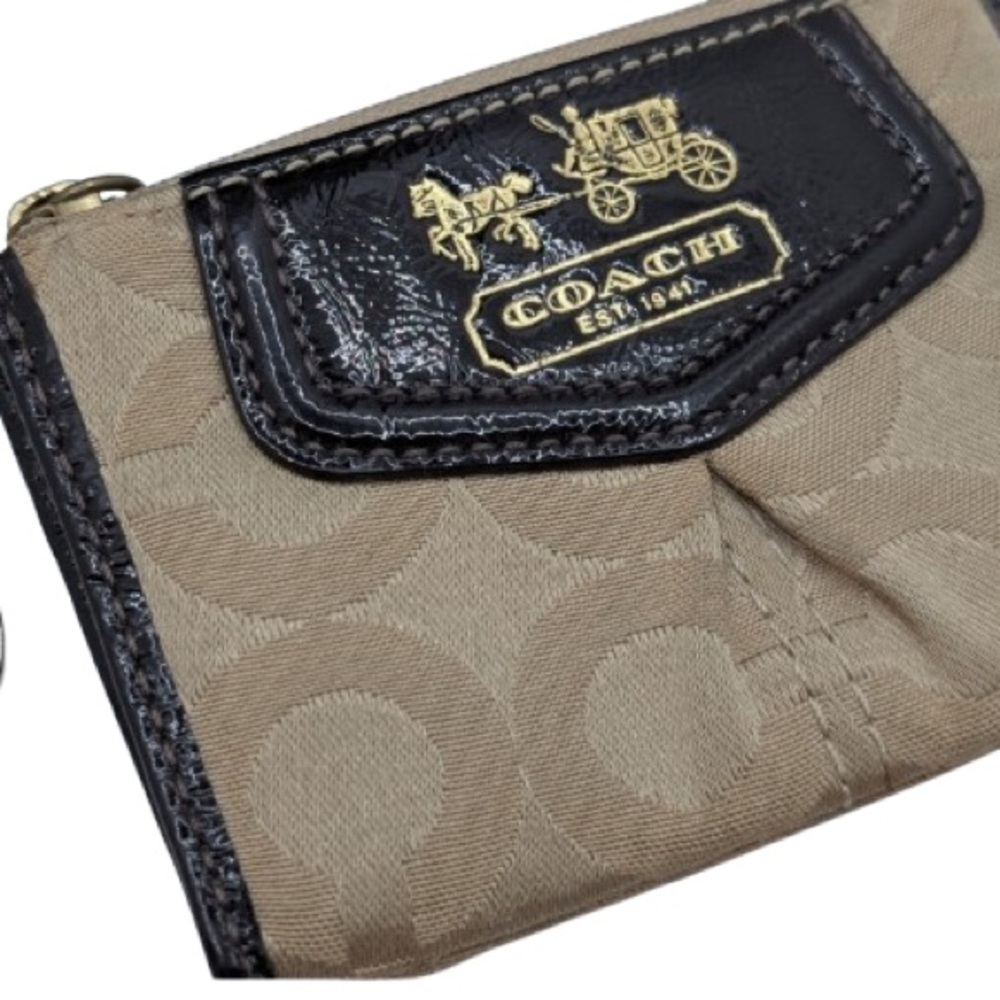 Coach Black and Tan Signature Wallet